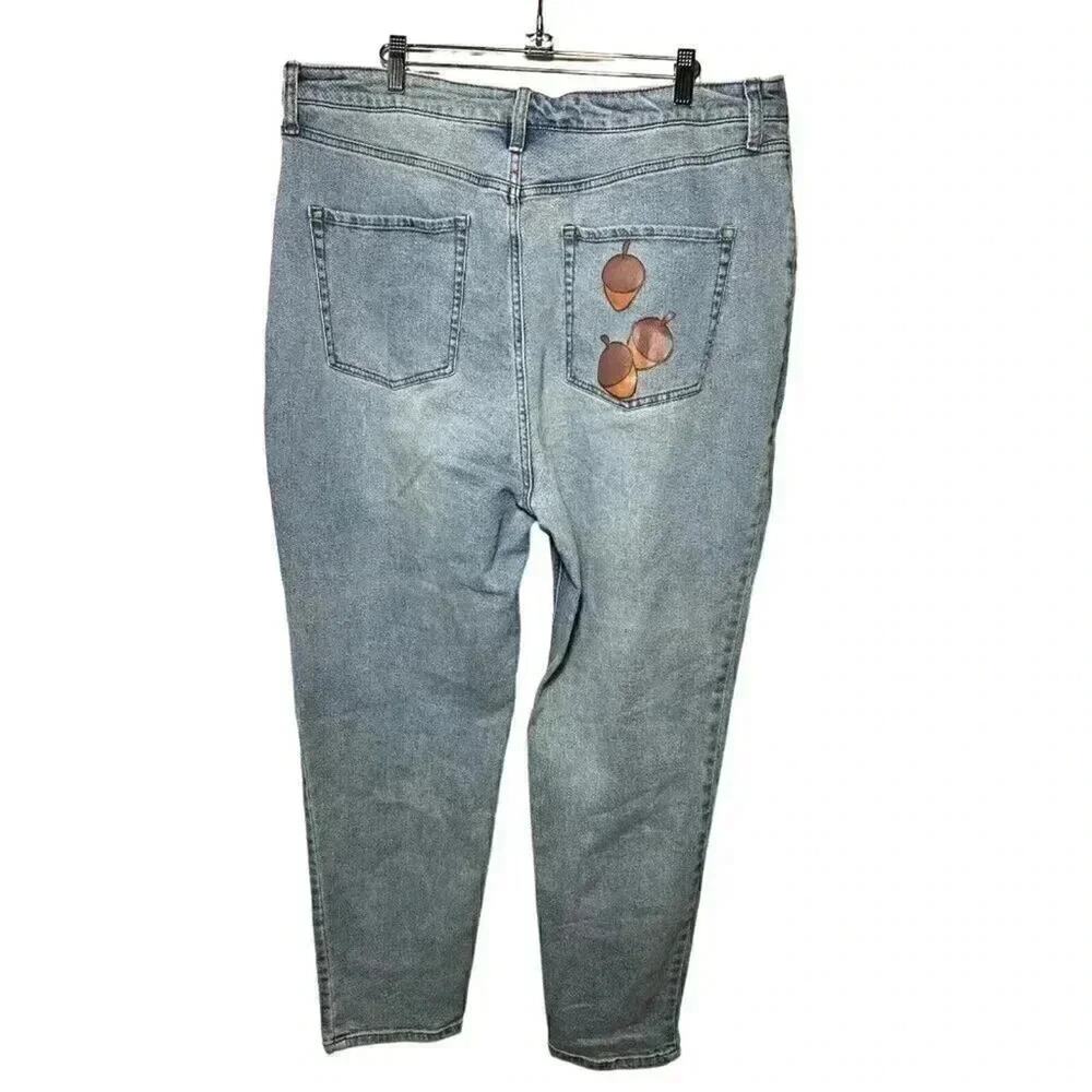 Hot Topic Disney Chip N Dale Mom Jeans Womens 17 Plus Size Character Denim - Picture 3 of 10